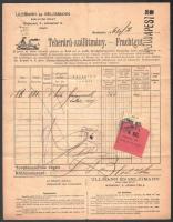 1910 DDSG hajóraklevél "PANCSOVA" belső oldalán 2 db különböző "Pancsova városi be és...