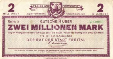 Német Birodalom/Weimari Köztársaság/Freital 1923.8.15. 2000.000M "B" T:II