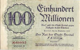 Német Birodalom/Weimari Köztársaság/Freital 1923.9.24. 100.000.000M "D" T:II