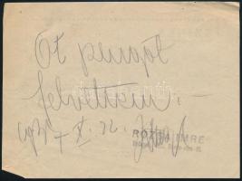 cca 1937 Rózsa Imre Bútorcsarnok Budapest VIII., Baross u. 32, szórólap, hátoldalán a cég bélyegzőjé...