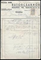 cca 1937 Rózsa Imre Bútorcsarnok Budapest VIII., Baross u. 32, szórólap, hátoldalán a cég bélyegzőjé...