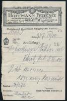 1937-39 Bp., Hoffmann Ferencz Képkereskedés és Képkeretgyár össz. 4 db dokumentum (jegyzékek, szállí...