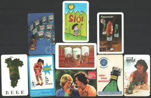 1970-1984 9 db üdítő reklámos kártyanaptár (Apenta, Margitszigeti Kristályvíz, stb.), némelyik gyűrődött