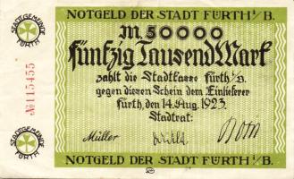 Német Birodalom/Weimari Köztársaság/Fürth 1923. 50.000M, 200.000M, 300.000M, 2000.000M T:II/III,III,III/IV