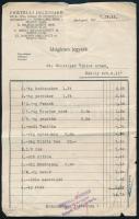 1937 Fratelli Deisinger kávé-, tea-, kakaó- és rumbehozatal ideiglenes jegyzék sok tétellel, fejléces papíron, a cég bélyegzőjével, hajtásnyommal, kisebb szakadásokkal