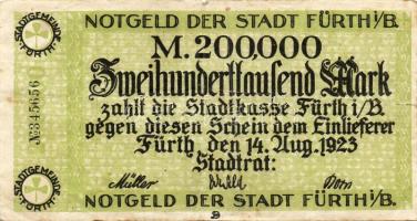 Német Birodalom/Weimari Köztársaság/Fürth 1923. 50.000M, 200.000M, 300.000M, 2000.000M T:II/III,III,...