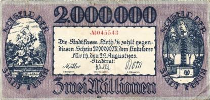 Német Birodalom/Weimari Köztársaság/Fürth 1923. 50.000M, 200.000M, 300.000M, 2000.000M T:II/III,III,...