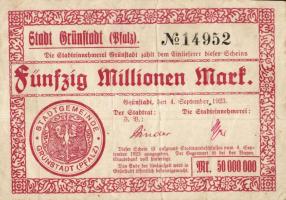 Német Birodalom/Weimari Köztársaság/Grünstadt 1923.9.4. 50.000.000M T:II-