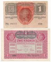 1916. 1K + 1917. 2K mindkettőn "DEUTSCHÖSTERREICH" felülbélyegzés T:III Adamo K3M,K6M