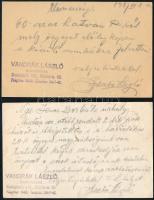 cca 1937 2 db Vandrák László bronzműves és ciseleur, Bp., VIII., Mária u. 16,  egyoldalas kisméretű ...