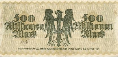 Német Birodalom/Weimari Köztársaság/Kaiserslautern 1923.9.10. 500.000M + 1923.9.20. 500.000.000M T:I...