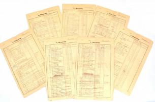 1902 Zsámbok, össz. 7 db birtoklap, tulajdoni lap és teherlap, sok bejegyzéssel, mindegyik 2 korona okmánybélyeggel, Gödöllői kir. járásbíróság pecsétjével és aláírással, foltos, hajtásnyommal