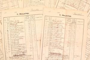 1902 Zsámbok, össz. 7 db birtoklap, tulajdoni lap és teherlap, sok bejegyzéssel, mindegyik 2 korona ...