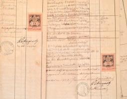 1902 Zsámbok, össz. 7 db birtoklap, tulajdoni lap és teherlap, sok bejegyzéssel, mindegyik 2 korona ...