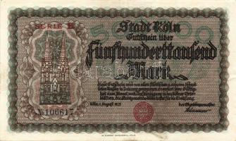 Német Birodalom/Weimari Köztársaság/Köln 1923.8.1. 500.000M + 1923.8.15. 50.000.000M T:II