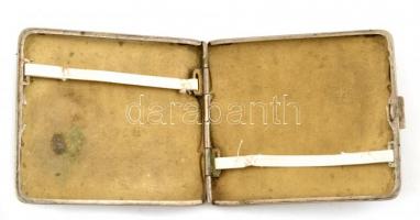 "Sz. J." monogramos régi alpakka cigarettatárca, jelzett, 8,5x7,5x1 cm