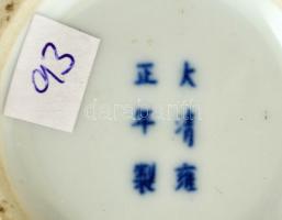Kínai kék-fehér porcelán gyömbértartó, jelzett, levonóképes, kis kopásnyomokkal, m: 9,5 cm