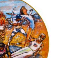 1992 "U.S. Summer Olympic Team, Barcelona, Spain" feliratú, porcelán emléktányér, matricás...