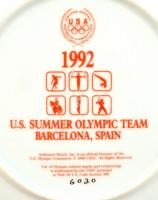 1992 "U.S. Summer Olympic Team, Barcelona, Spain" feliratú, porcelán emléktányér, matricás...