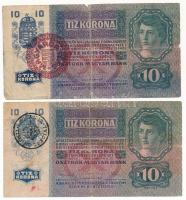 1915. 10K (2xklf) magyar körbélyegzővel és román felülbélyegzéssel T:III,III- Adamo K11M