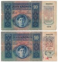 1915. 10K (2xklf) magyar körbélyegzővel és román felülbélyegzéssel T:III,III- Adamo K11M