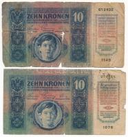 1913. 20K (2x) "MAGYARORSZÁG" körbélyegzővel + 1915. 10K (2x) román felülbélyegzéssel T:II...