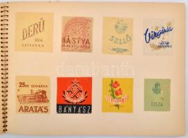 cca 1940-1970 Kb. 130 db háború utáni cigaretta és szivarka címke, nagyrészt spirálfüzetbe ragasztva...
