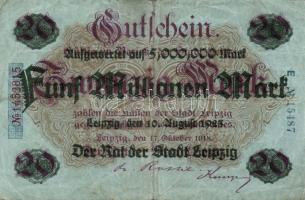 Német Birodalom/Weimari Köztársaság/ Leipzig 1918.10.17. 20.000.000M zöld 1923.8.10. 5000.000M fny-sal! T:III