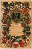 1901 Einigkeit macht stark / German coat of arms. Emb. litho (worn corners)