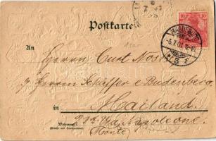 1901 Einigkeit macht stark / German coat of arms. Emb. litho (worn corners)