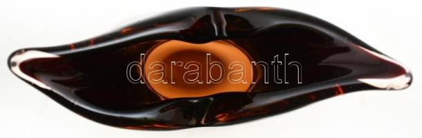 Muránói üveg váza, anyagában színezett, jelzett, karcolásokkal, m: 23 cm