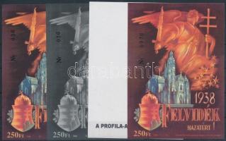 1999/11 Felvidék 4 db-os emlékív garnitúra, azonos sorszámmal (20.000) / 4 souvenir sheets