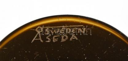 Mézsárga üvegváza, jelzett, kis kopásnyomokkal, m: 40,5 cm