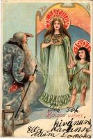 1901 XX. Saeculum / Boldog Újévet! / New Year greeting card, litho (EK)