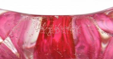 Kétrétegű üveg lámpa, Val St. Labert jelzéssel, karcolásokkal, m: 20 cm