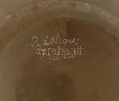 R. Lalique jelzéssel: Virágmintás üveg váza, formába öntött, m: 18,5 cm