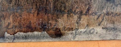 Bényi László (1909-2004): Sátrak az erdőben (Cserkész tábor?). Vegyes technika, papír, jelzett a műv...