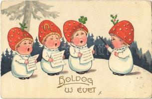 1928 Boldog Újévet! / New Year greeting card, mushrooms and clover. HWB. Ser. 3078. (EK)