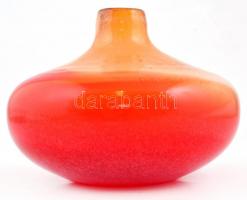 Muránói üveg váza, jelzett, kis kopásnyomokkal, m: 17,5 cm, d: 20 cm