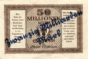 Német Birodalom/Weimari Köztársaság/ München 1923.8.28. 50.000.000M kék 20.000.000.000M fny-sal T:II