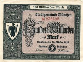 Német Birodalom/Weimari Köztársaság/ München 1923.10.26. 100.000.000.000M T:II