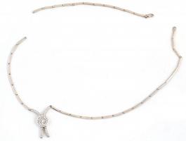 Ezüst(Ag) nyakék, apró kövekkel, jelzett, szakadással, h: 42 cm, bruttó: 13,8 g