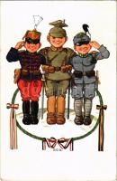 1917 Viribus Unitis propaganda, WWI German and Austro-Hungarian K.u.K. military. Fr. Ant. Prantl