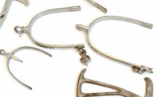 cca 1930-40 össz. 10 db fém sarkantyú, kengyel és lószerszám