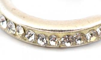 Ezüst(Ag) apró kövekkel díszített karikafülbevaló-pár, jelzett, d: 1,3 cm, bruttó: 2,6 g