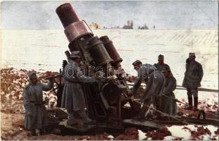 Weltkrieg 1914-1915. Österr.-ung. 30.5 cm Mörser in Feuerstellung / WWI Austro-Hungarian K.u.K. soldiers with mortar cannon (fl)