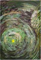 Illés Márta (?-): Zöld örvény (2007). Olaj, akril, vegyes technika, kollázs, papír, farostra kasíroz...
