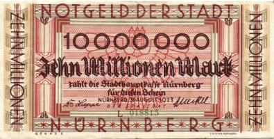 Német Birodalom/Weimari Köztársaság/Nürnberg 1923.8.31. 10.000.000M T:II