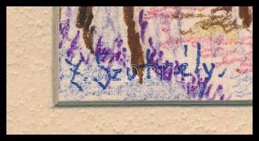 Z. Szutrély (?) jelzéssel: A nagyváros színei. Filctoll, színes ceruza, papír, paszpartuban, 14x9,5 ...