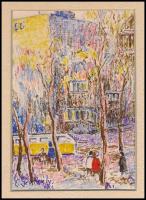 Z. Szutrély (?) jelzéssel: A nagyváros színei. Filctoll, színes ceruza, papír, paszpartuban, 14x9,5 ...